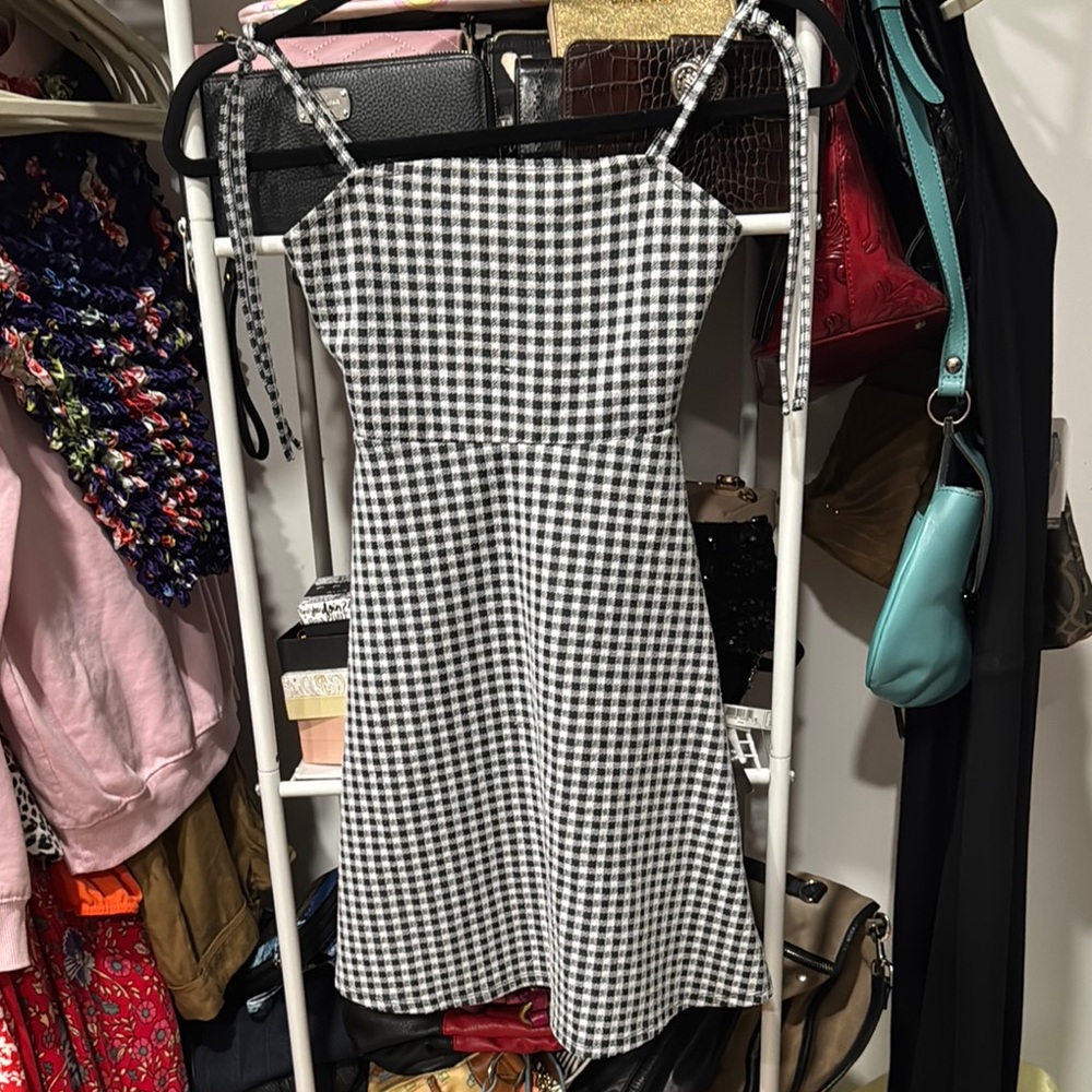 Divided Black and White Sleeveless Mini Sundress